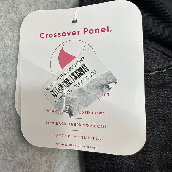 Isabel Maternity Midi Jean Short Womens 2 Black Crossover Panel Pull On Raw Hem - Picture 8 of 16